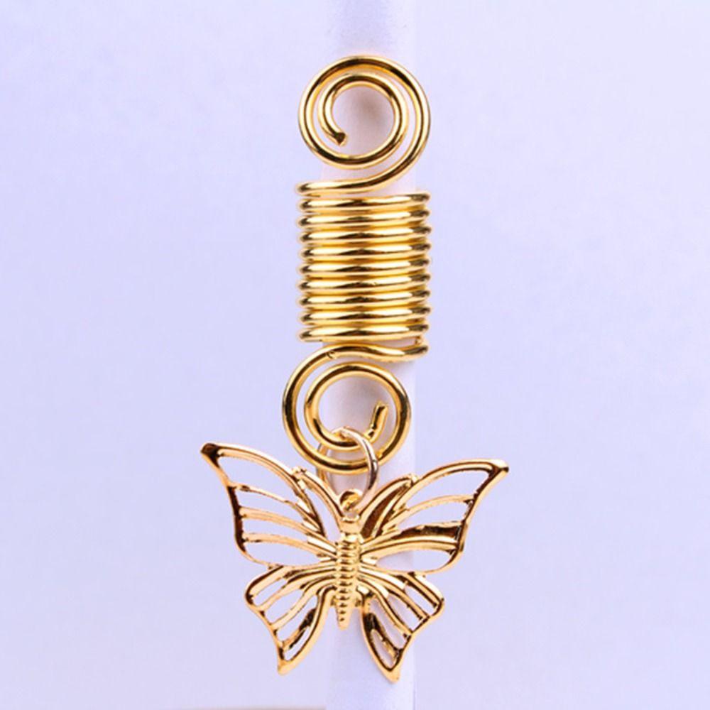 Bộ 10 Hạt Xỏ Lỗ Hình Bướm Bằng Hợp Kim Màu Vàng Phong Cách Châu Phi Độc Đáo Dùng Trang Trí Tóc DIY