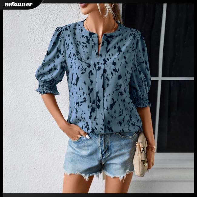 Áo Sơ Mi Tay Ngắn Cổ Tròn In Họa Tiết Thời Trang Dành Cho Nữ