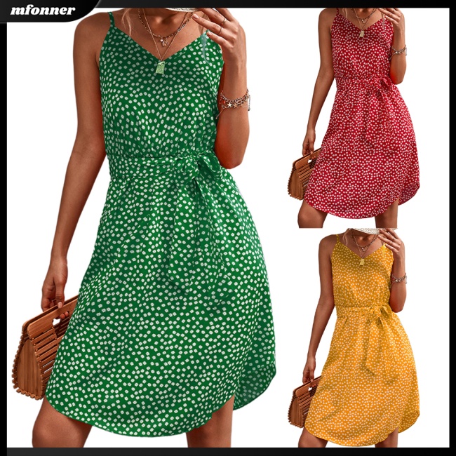 Đầm Cổ Chữ V Lưng Cao Xẻ Tà Họa Tiết Hoa Thanh Lịch Thời Trang Mùa Hè Cho Nữ