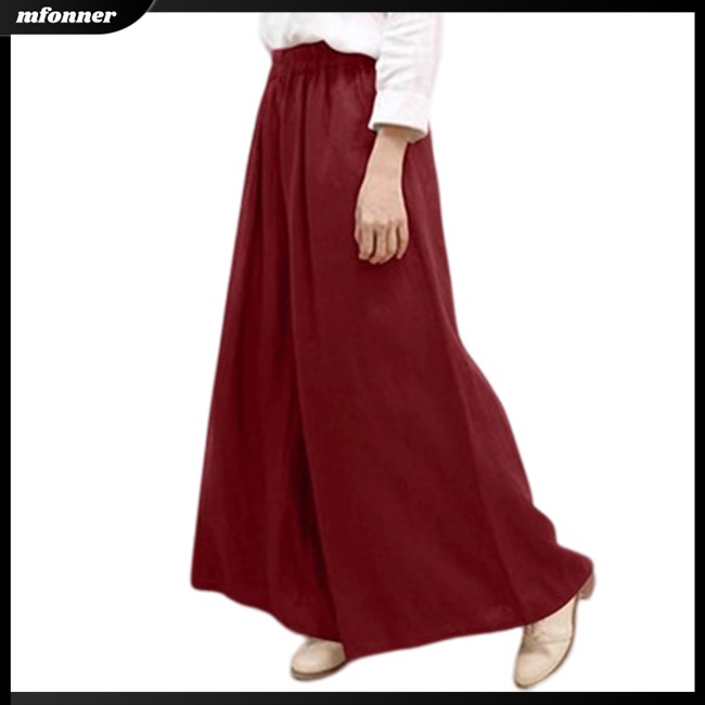 Quần Cotton Lanh Ống Rộng Màu Sắc Đơn Giản Thời Trang Mùa Hè Cho Nữ