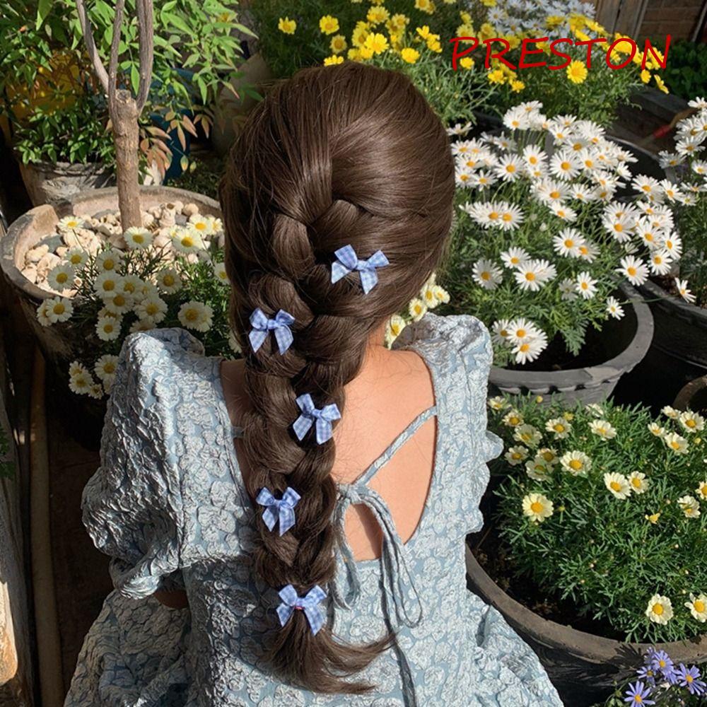 Kẹp Tóc Nơ Mini Kẻ Sọc Caro Dễ Thương Sáng Tạo Phong Cách Hàn Quốc