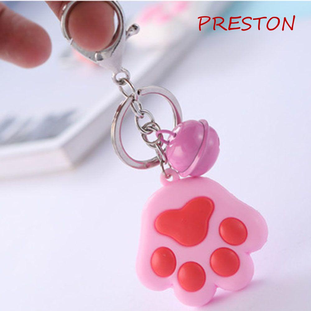 Móc Khóa Hình Chân Mèo 3D Dễ Thương Có Chuông Và Giá Đỡ
