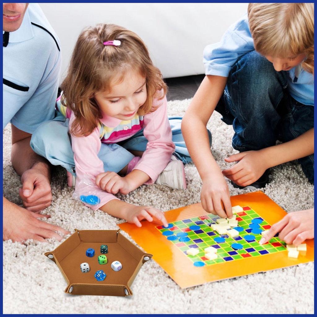 Khay Cuộn Bằng Da PU Hình Lục Giác Đựng Đồ Chơi Cho Gia Đình