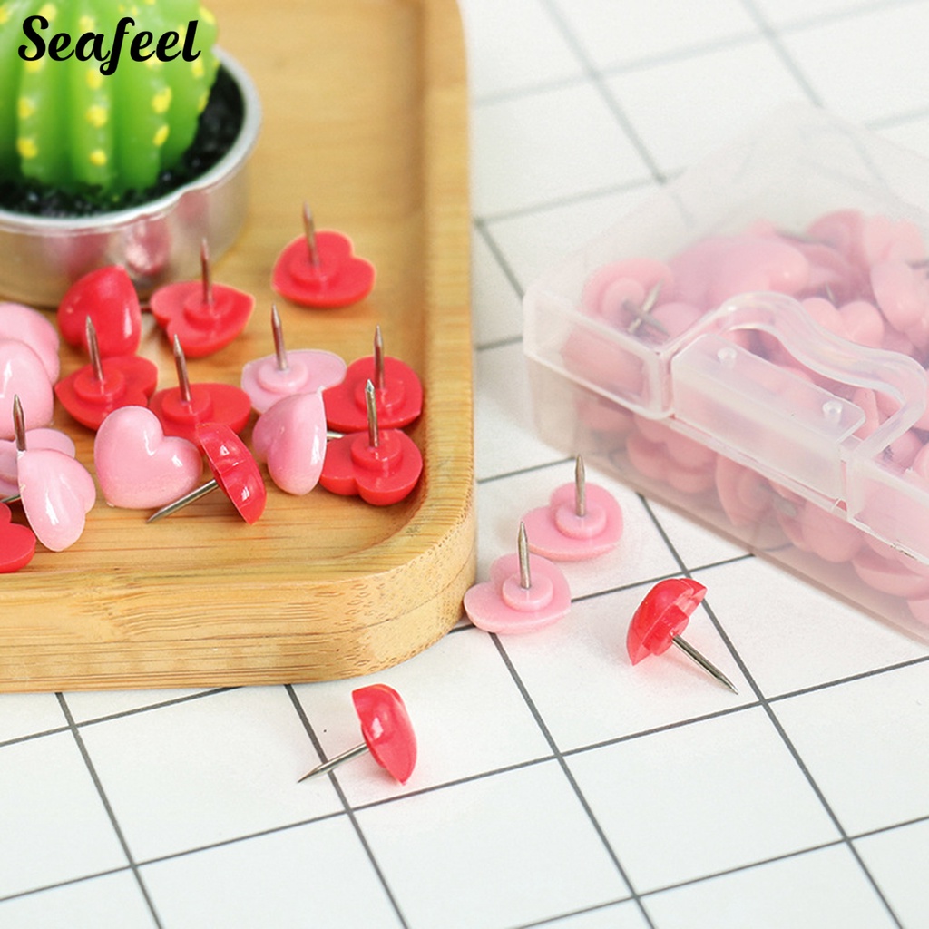 Set 50 Ghim Ghim Cài Ảnh Hai Màu Sắc Hình Trái Tim Chắc Chắn