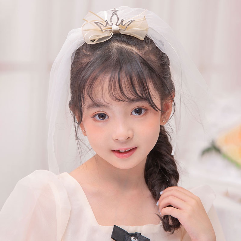 Kẹp Tóc Hình Vương Miện Công Chúa Đính Kim Cương Giả Lấp Lánh Cho Bé Gái
