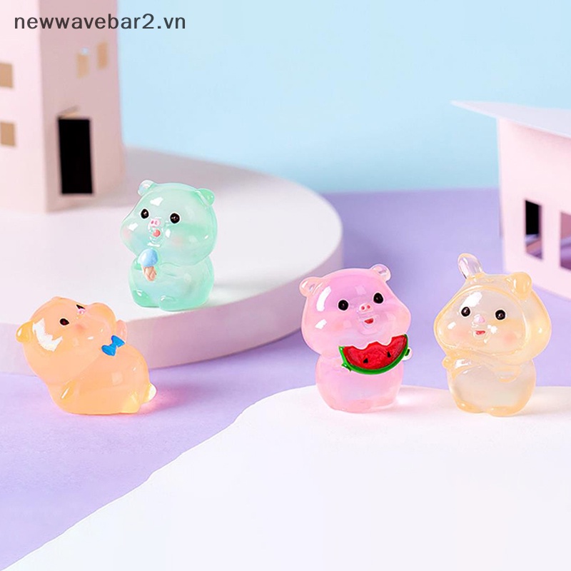[Mới] Mô Hình Chú Heo Con Nhỏ Bằng Nhựa Phát Quang Trang Trí Tiểu Cảnh / Xe Hơi Để Bàn