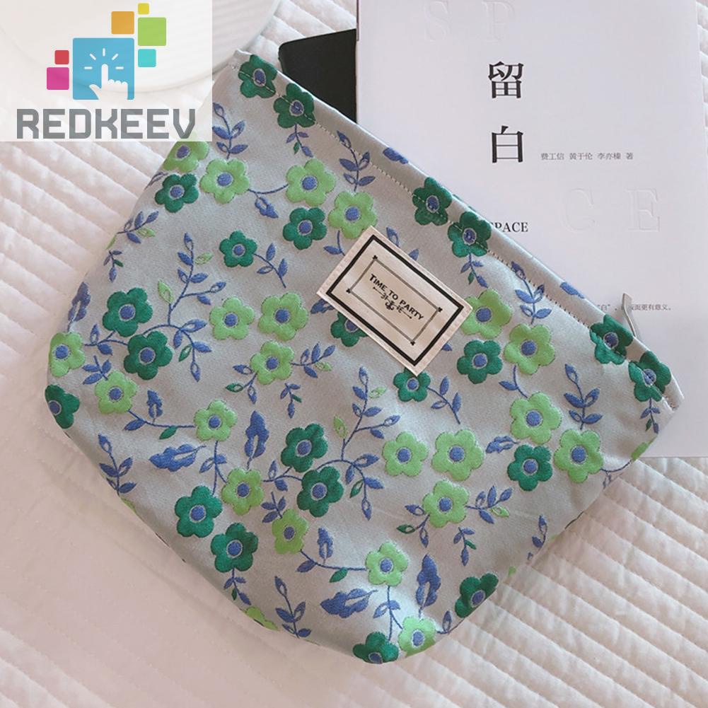 Túi Đựng Mỹ Phẩm Du Lịch Bằng Vải Canvas In Họa Tiết Hoa Sức Chứa Lớn Cho Nữ