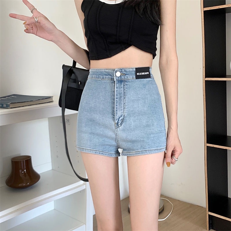Quần Short Denim Lưng Cao Dáng Ôm Co Giãn Phong Cách Mới Cho Nữ