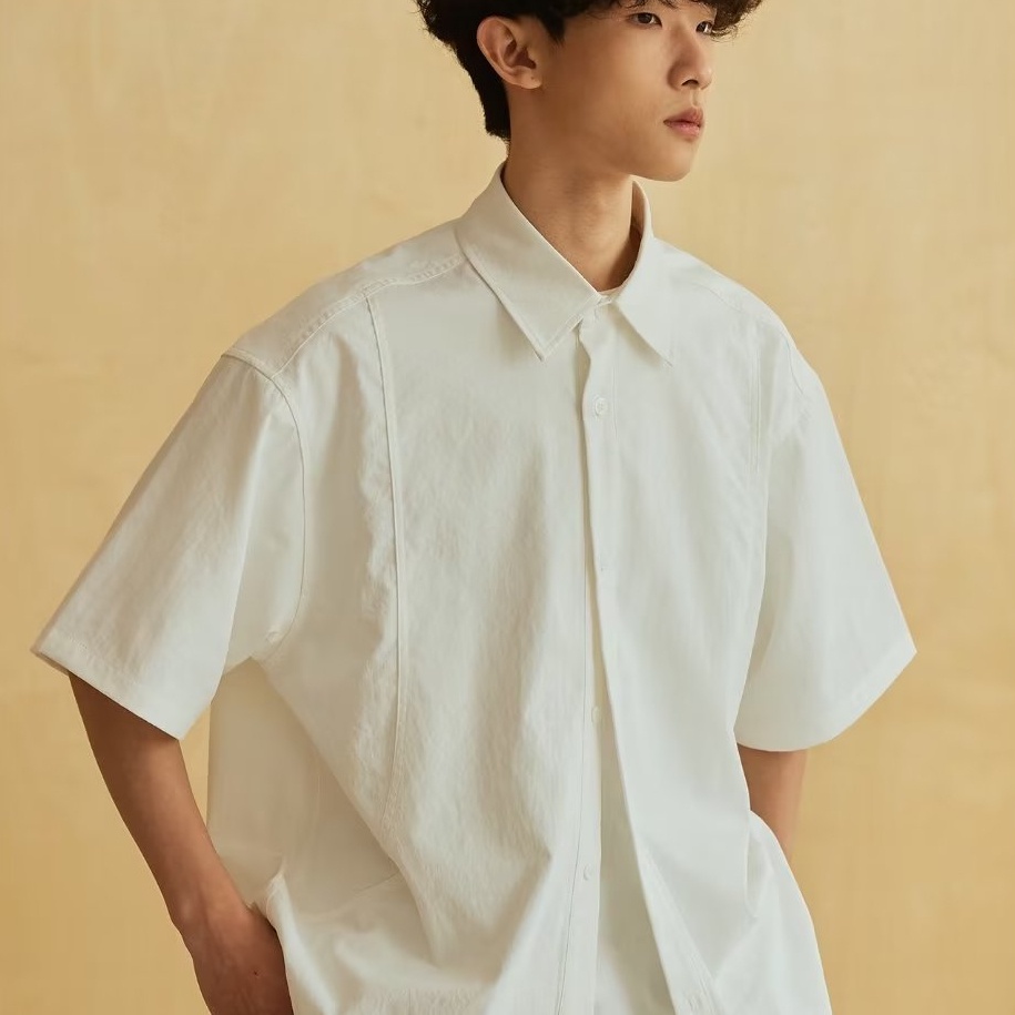 O Sơ Mi Nam Cơ Bản Phong Cách Hàn Quốc, Màu Sắc Đơn Giản, Chất Liệu Cotton Kiểu Dáng Rộng Rãi, Thích Hợp Cho Các Hoạt Động Giải Trí Và Thời Trang Cặp Đôi