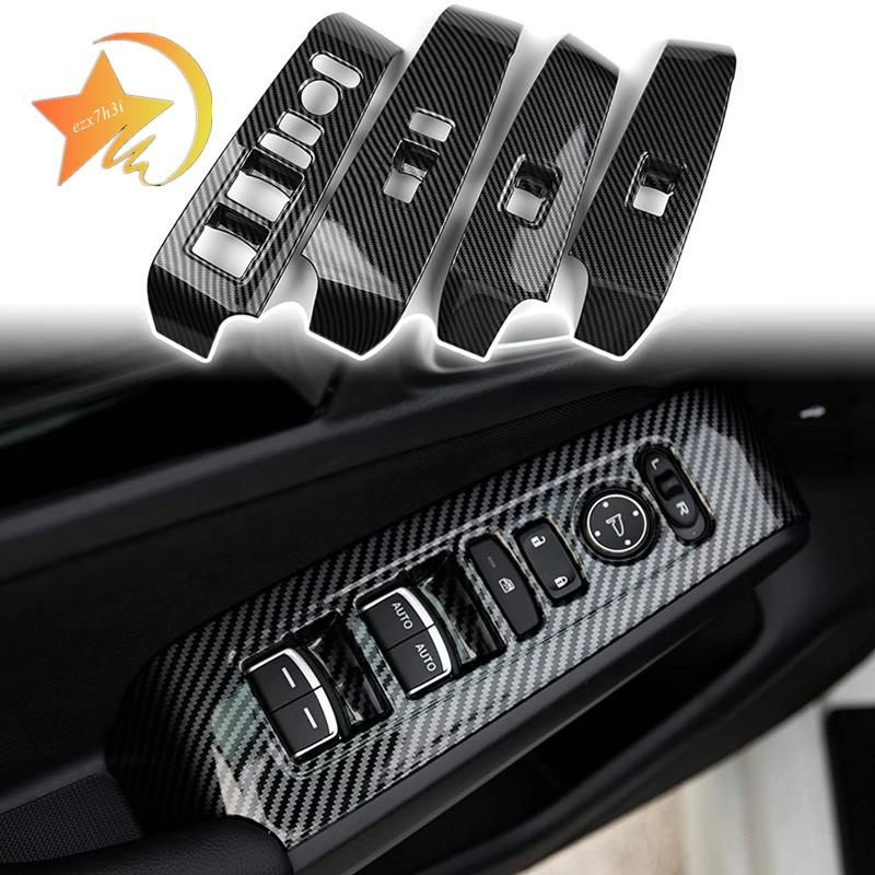 Set 4 Ốp Bảng Điều Khiển Cửa Sổ Bằng ABS Họa Tiết Sợi Carbon Cho Honda Civic 11Th 2022 2023