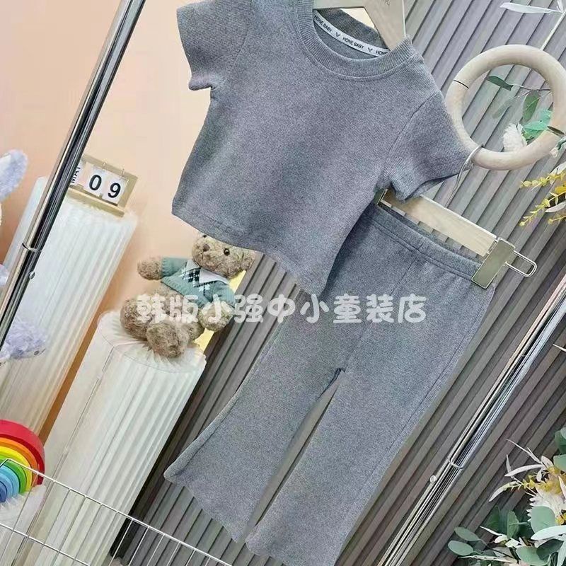 Set Áo Thun Tay Ngắn Và Quần Dài Phong Cách Hàn Quốc Thời Trang Mùa Hè Mới 2023 Dành Cho Bé Gái