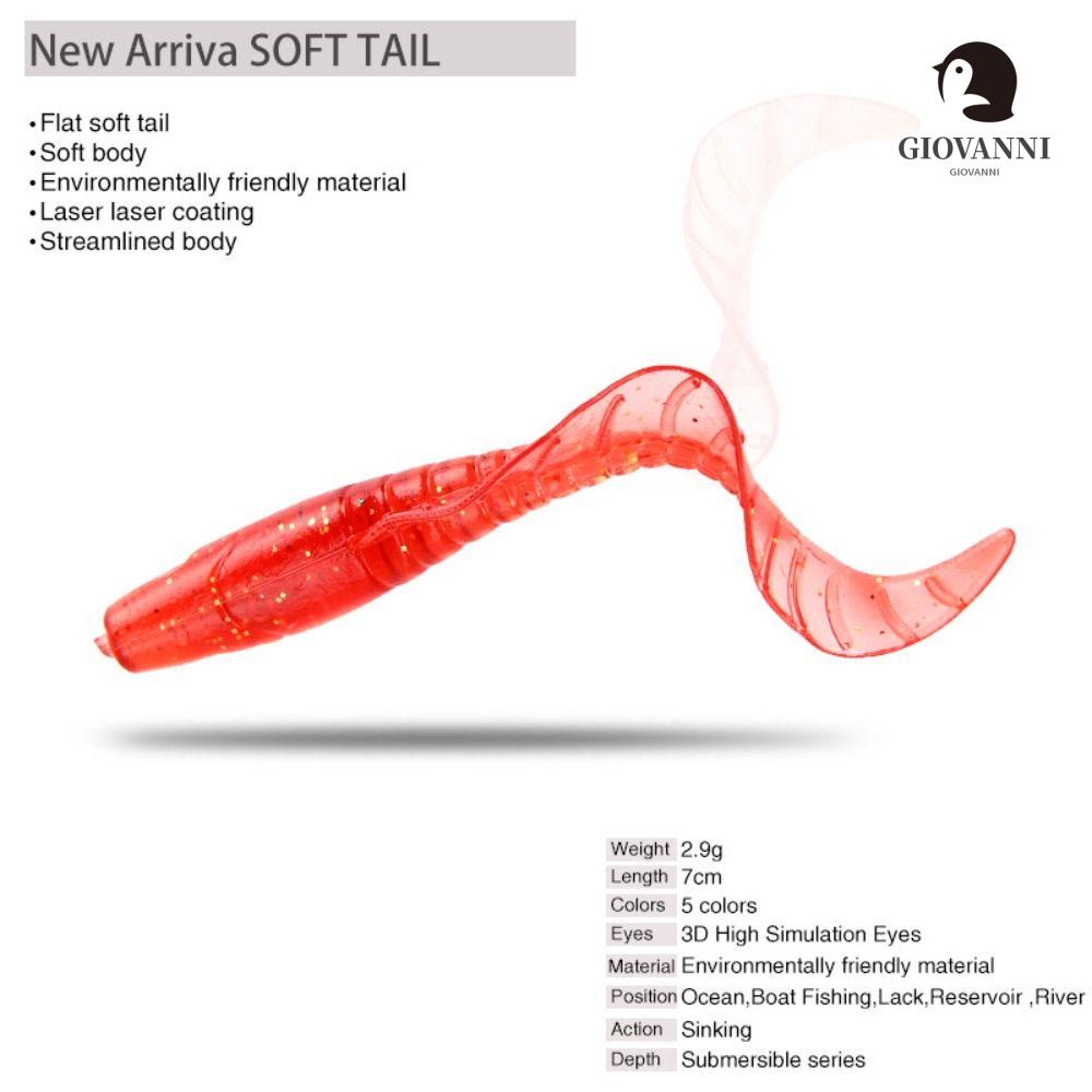 Giovanni Set 10 Mồi Giả Nhử Cá Bằng Silicon Mềm 7cm Gắn Kèm Móc Câu Tiện Dụng