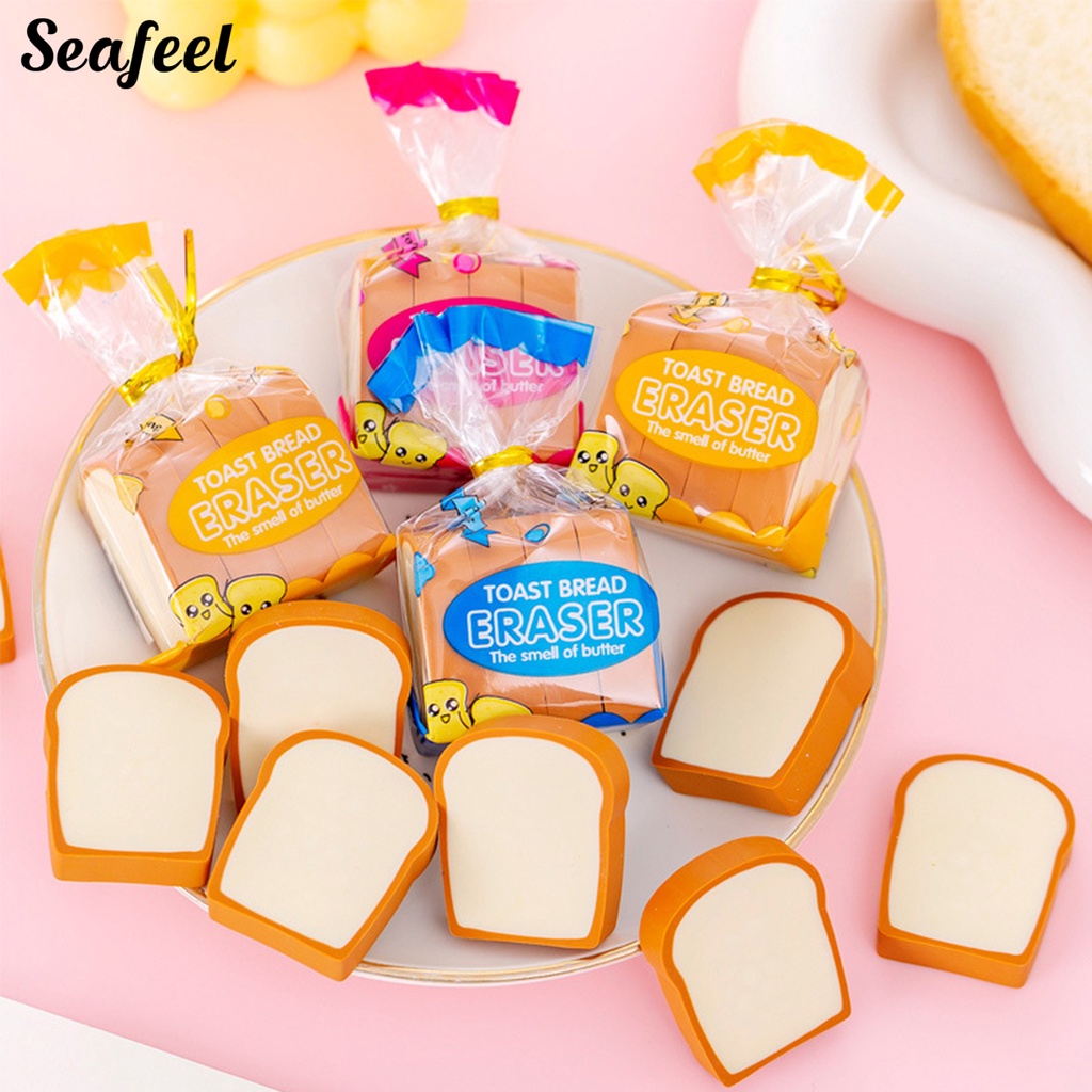 Bộ 4 Cục Tẩy Bút Chì Hình Bánh Mì Hoạt Hình Đáng Yêu