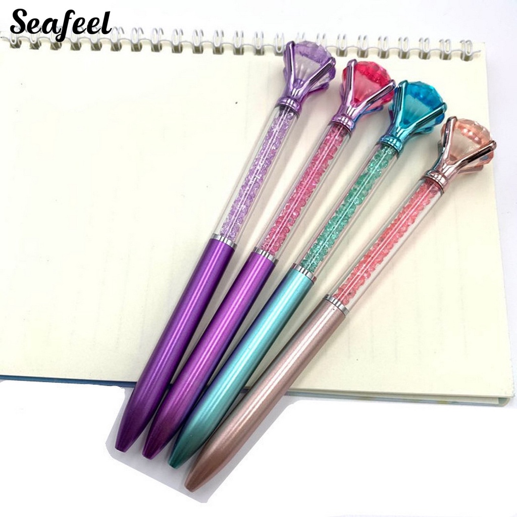 Bút Bi Pha Lê Giả Ngòi Kim Loại Khô Thoải Mái Sáng Tạo