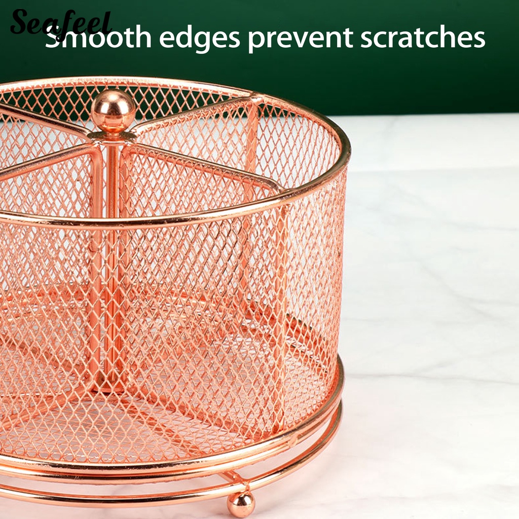 Giá Đỡ Bút 4 Ngăn Xoay 360 Độ Bằng Kim Loại Tiện Dụng Cho Gia Đình