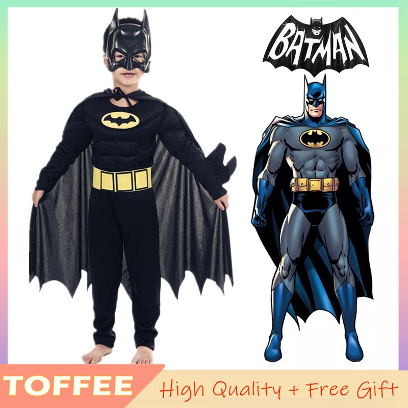 Bộ Áo Liền Quần Màu Đen Hóa Trang Batman Cho Bé Trai