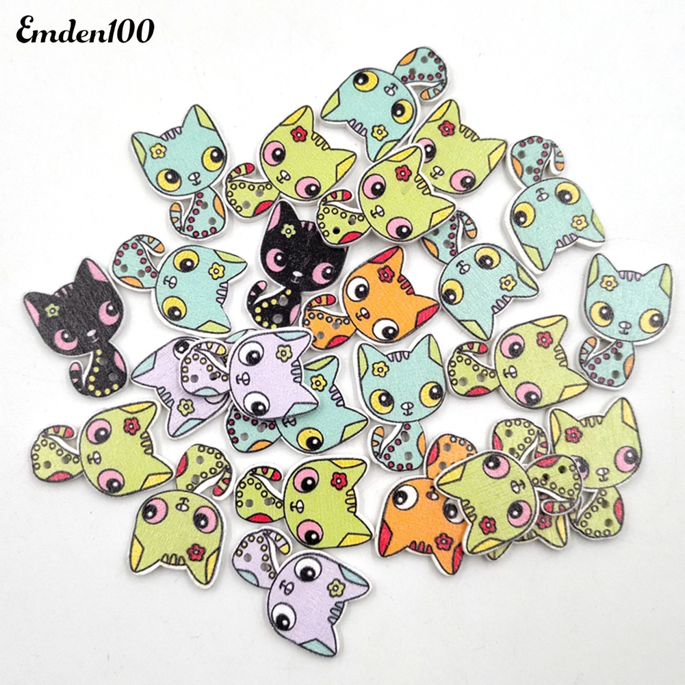 50 Nút Gỗ Hình Mèo Dễ Thương Tự Khâu Trang Trí Sách Kỉ Niệm