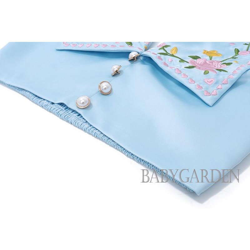 / - Áo Tank Top Hai Dây Thêu Hoa Màu Xanh Dương Thời Trang Mùa Hè Cho Nữ