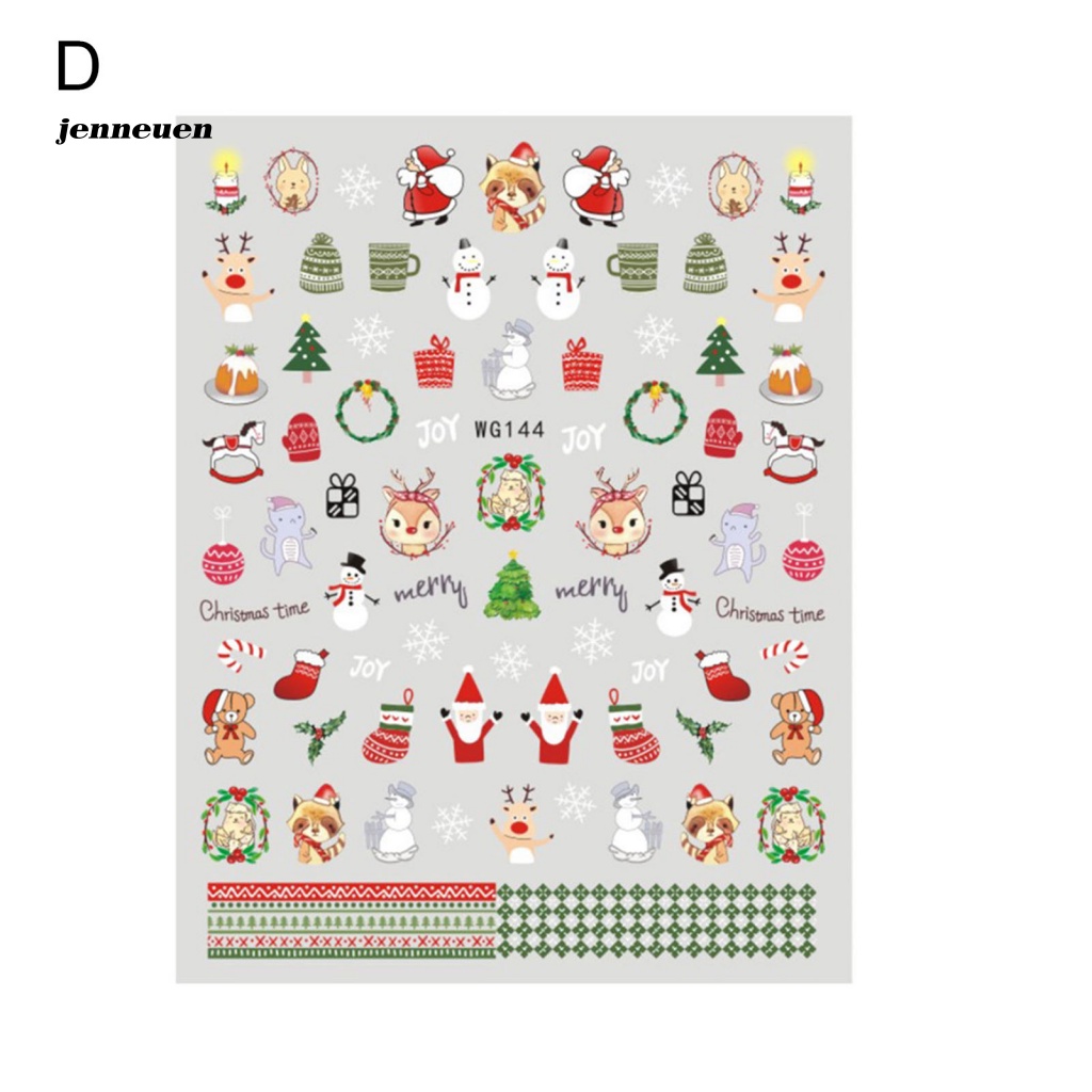 Nhãn Dán Móng Tay Màu Sắc Tươi Sáng Họa Tiết Giáng Sinh Cho Nữ