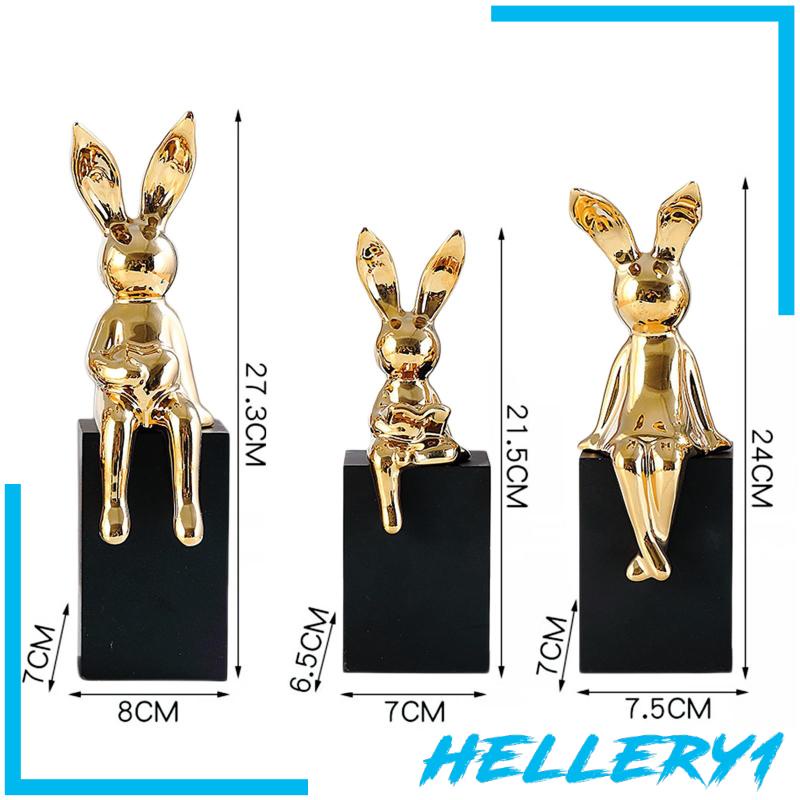 Set 3 Tượng Gia Đình Thỏ Bunny Trang Trí Trong Nhà