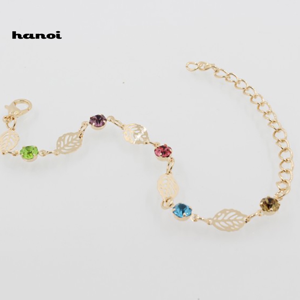 Vòng Đeo Tay HọA TiếT Lá ĐíNh Kim Cương Giả ThờI Trang Cho Nữ