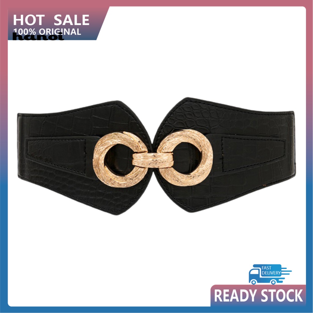 Thắt Lưng Giả Da Bản Rộng Co Giãn Chống Trượt Màu Tương Phản Thời Trang Cho Nữ