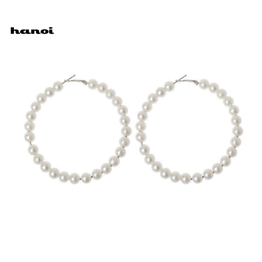 Khuyên Tai Tròn Đính Ngọc Trai Giả Thời Trang Thanh Lịch Dành Cho Nữ