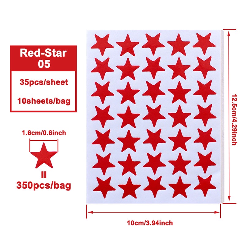 Set 10 Tấm Hình Dán Ngôi Sao Năm Cánh 9.5 * 12.5CM Trang Trí Đa Ứng Dụng