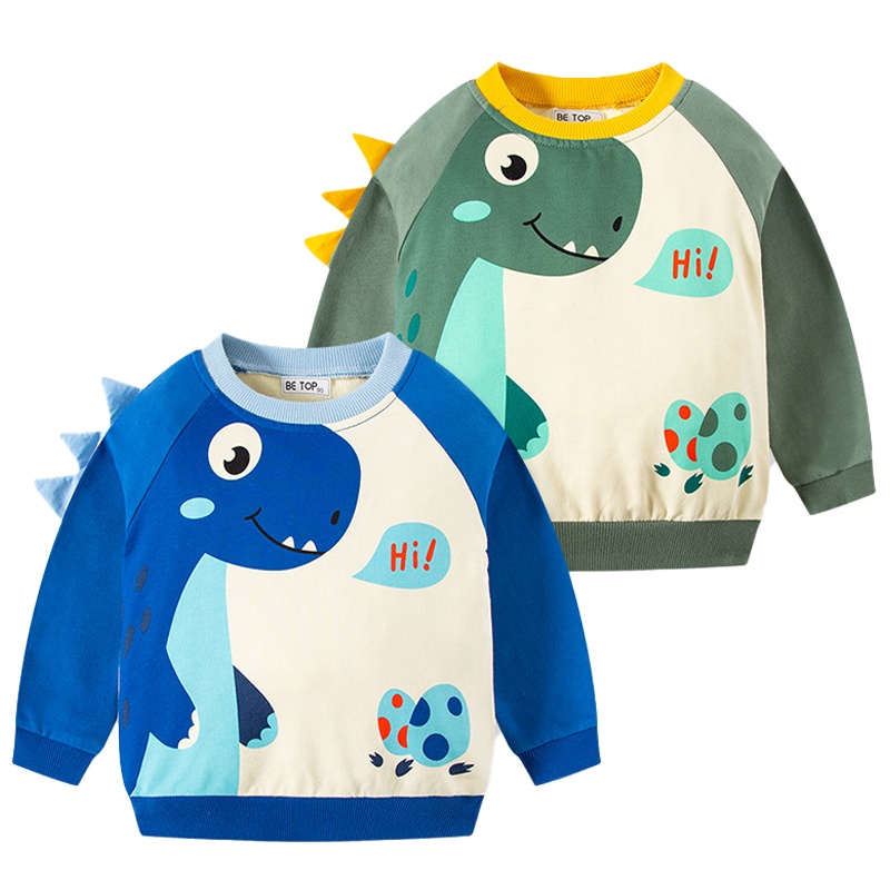 Áo Hoodie Chui Đầu Hình Khủng Long Hoạt Hình Thời Trang Xuân Thu Cho Bé Trai Và Gái
