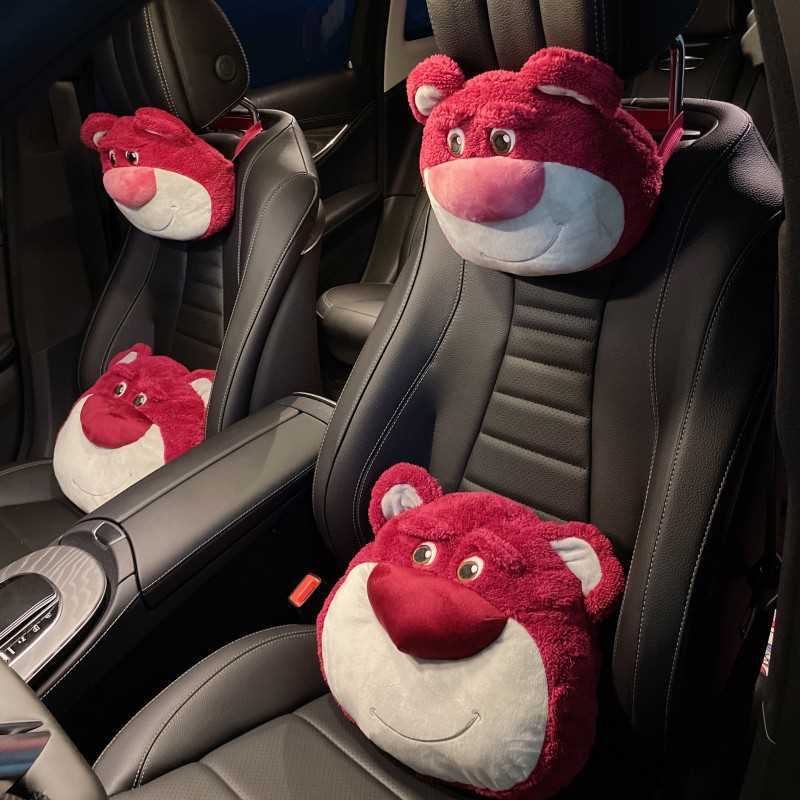 Đệm Tựa Lưng Gắn Ghế Ngồi Xe Hơi Hình Gấu Dâu Tây Dễ Thương