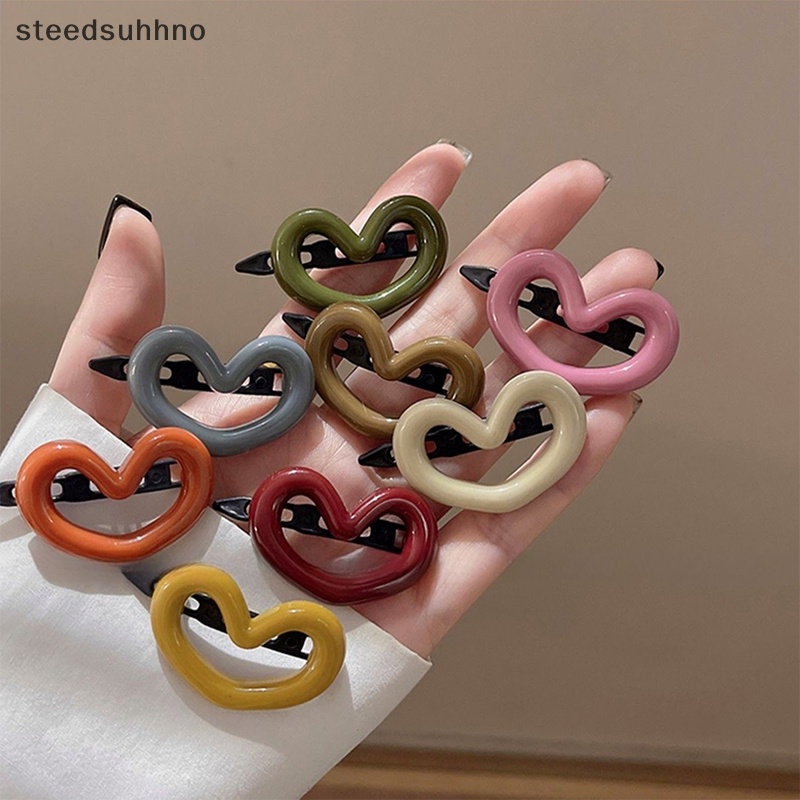 Set 2 Kẹp Tóc Hình Trái Tim Màu Sắc Ngọt Ngào Cho Nữ hhno