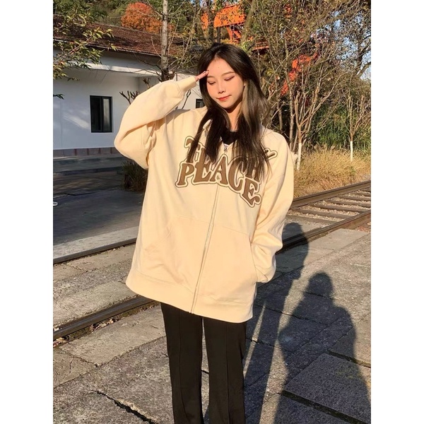 Áo Khoác Nỉ Hoodie Zip in chữ đẹp lạ dành cho nam và nữ dáng rộng