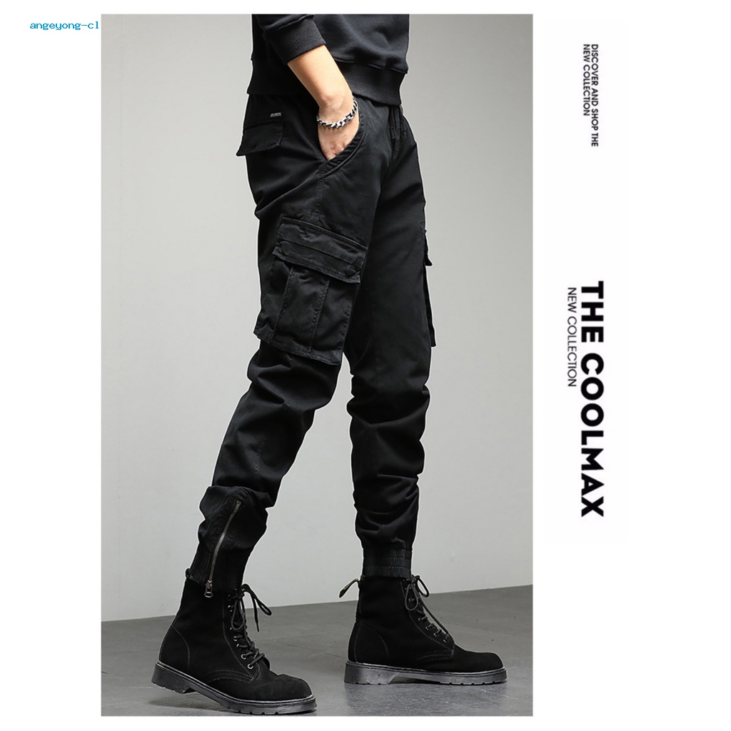 Quần Dài Lưng Thun Nhiều Túi Đa Năng Màu Sắc Thời Trang Đường Phố Cho Nam