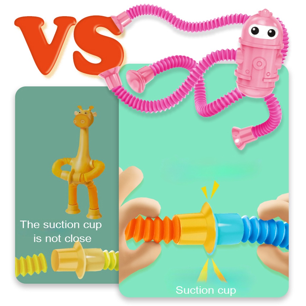 Đồ chơi Lò xo hươu cao cổ có ống hút dính . hươu lò xo kéo dãn đèn sáng