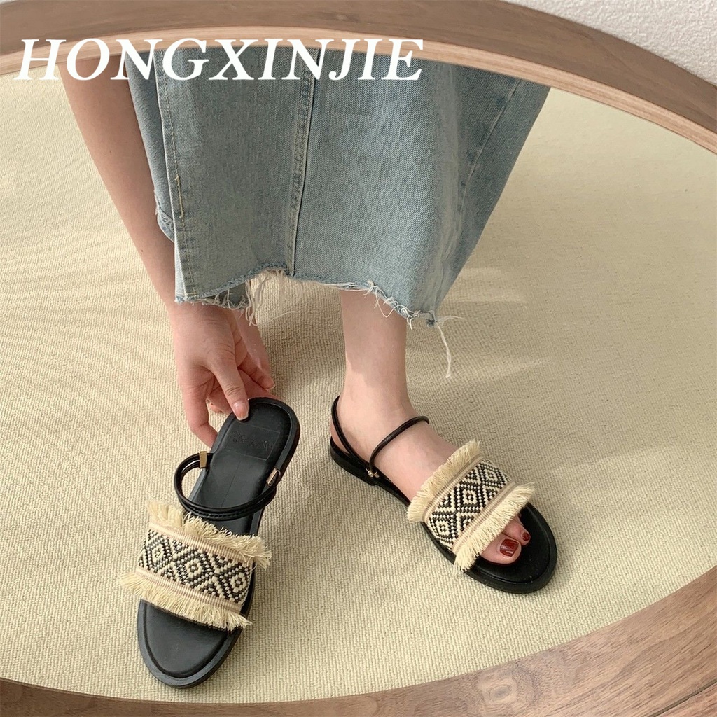 HONGXINGJIE Dép nữ  072118 phong cách cổ điển thời trang cao cấp 2023