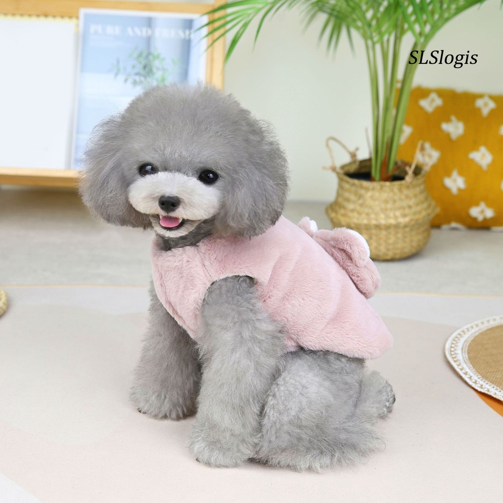 Slslogis Áo Khoác Cardigan Lông Dày Không Tay Cổ Tròn Giữ Ấm Mùa Đông Trang Trí Nút Hình Gấu Hoạt Hình Dành Cho Cún Cưng
