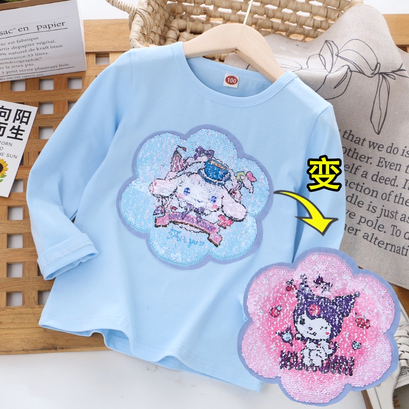 Áo sơ mi cho bé gái 1-8 tuổi sequins phim hoạt hình cotton áo sơ mi công chúa áo sơ mi trẻ em cô gái tay áo dài quần áo cô gái quần áo thời trang