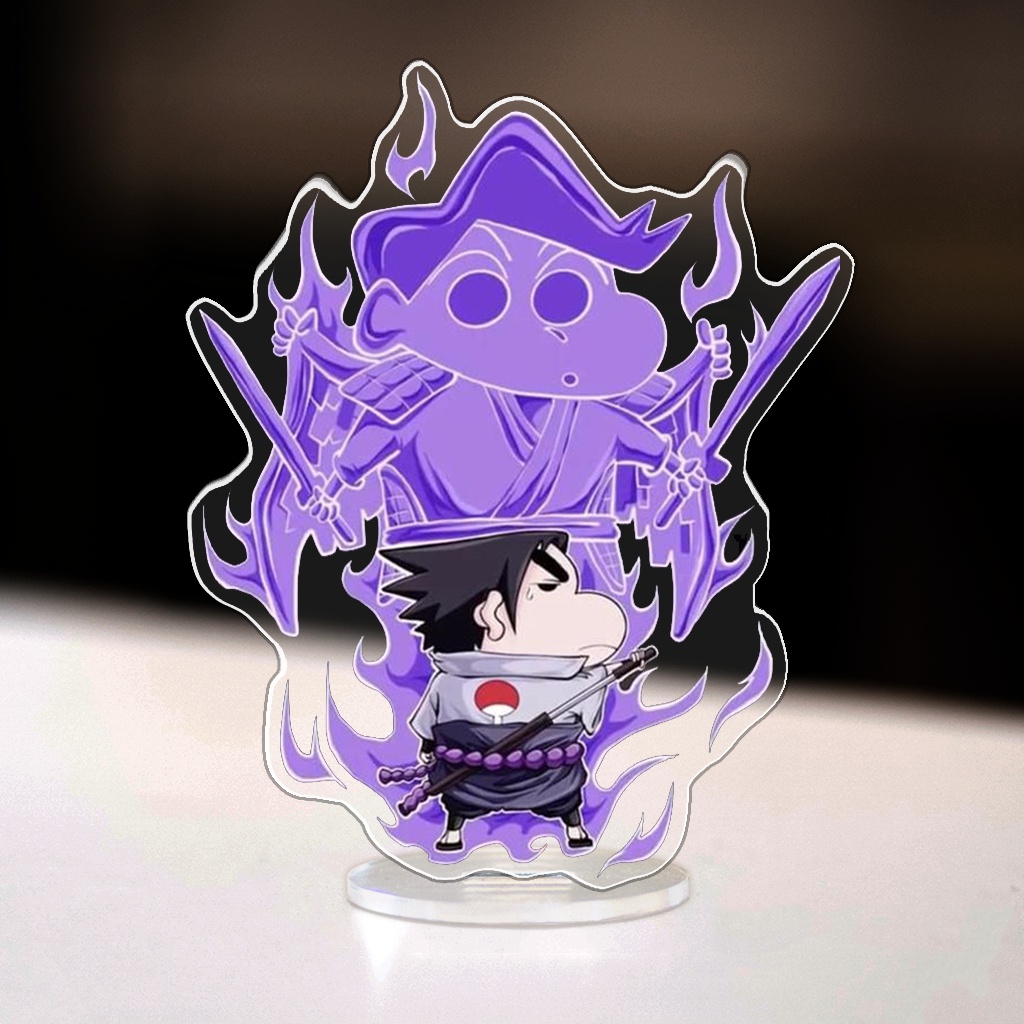 Mô hình đứng standee bằng arcrylic Shin Cậu Bé Bút Chì x Naruto Anime Manga decor góc học tập để bàn làm việc cao 8cm