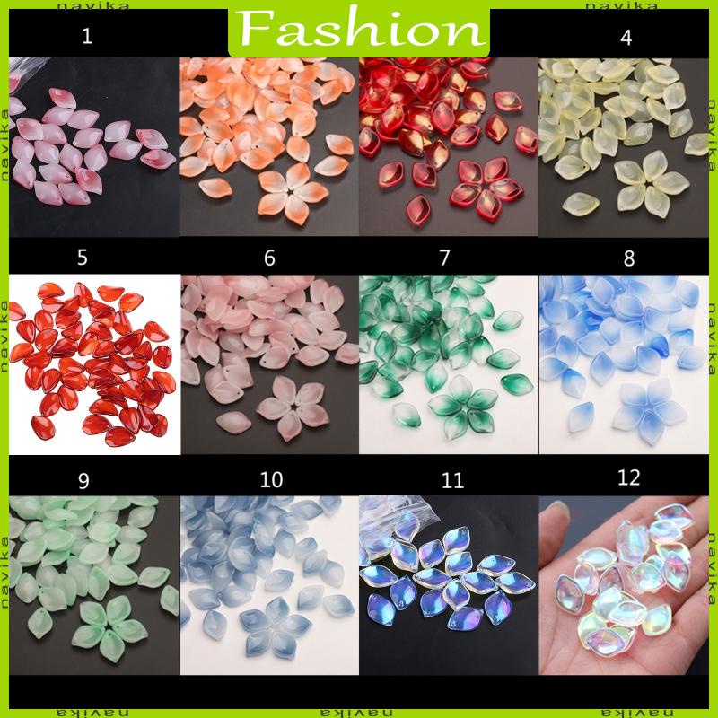 Set 100 Cánh Hoa Lily Bằng Thủy Tinh Kích Thước 13x19mm Dùng Làm Đồ Trang Sức Thủ Công