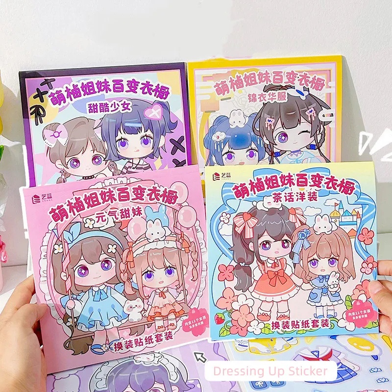 Dress up sticker for kids girl phim hoạt hình dễ thương kawaii girl makeup stickers diy character quần áo dán trang điểm đồ dùng học sinh yk