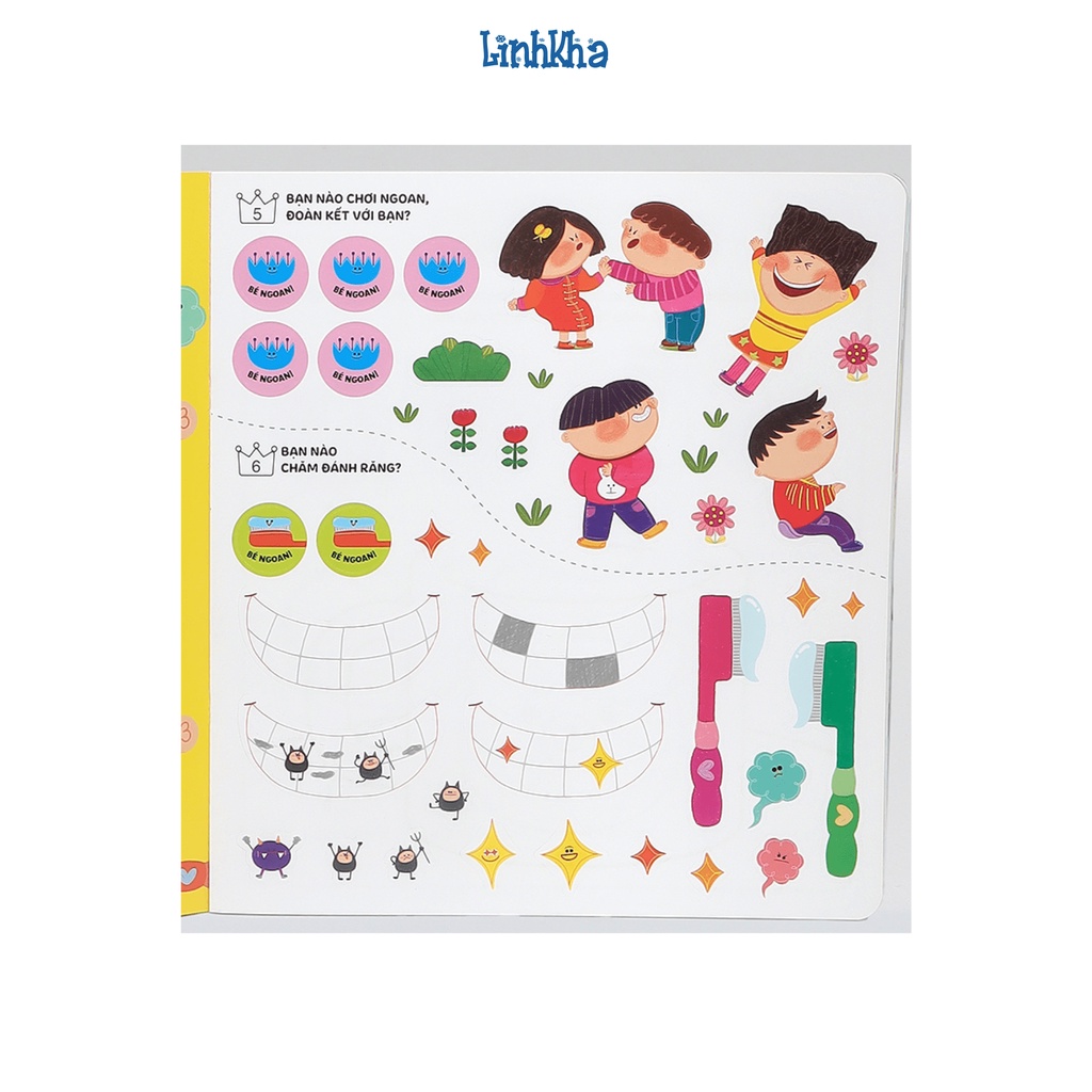 Sách Phát Triển Trí Não Cho Trẻ Qua Tô - Dán Và Nối Hình Đáng Yêu