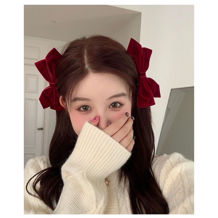 Kẹp Tóc Nơ Bằng Nhung Thời Trang Dành Cho Nữ