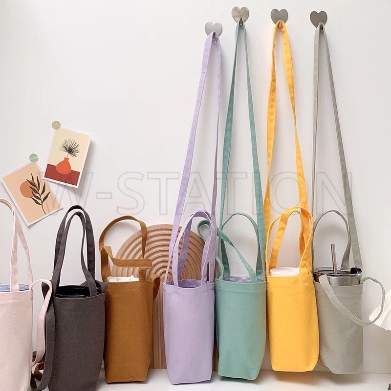 Túi Đựng Bình Nước Bằng Vải Bạt Có Dây Đeo Tay Đa Ứng Dụng