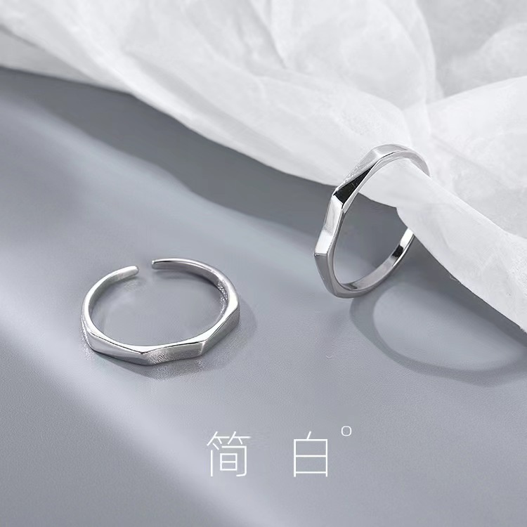 Nhẫn Bạc 925 Thiết Kế Hình Học Đơn Giản Thời Trang Cho Cặp Đôi
