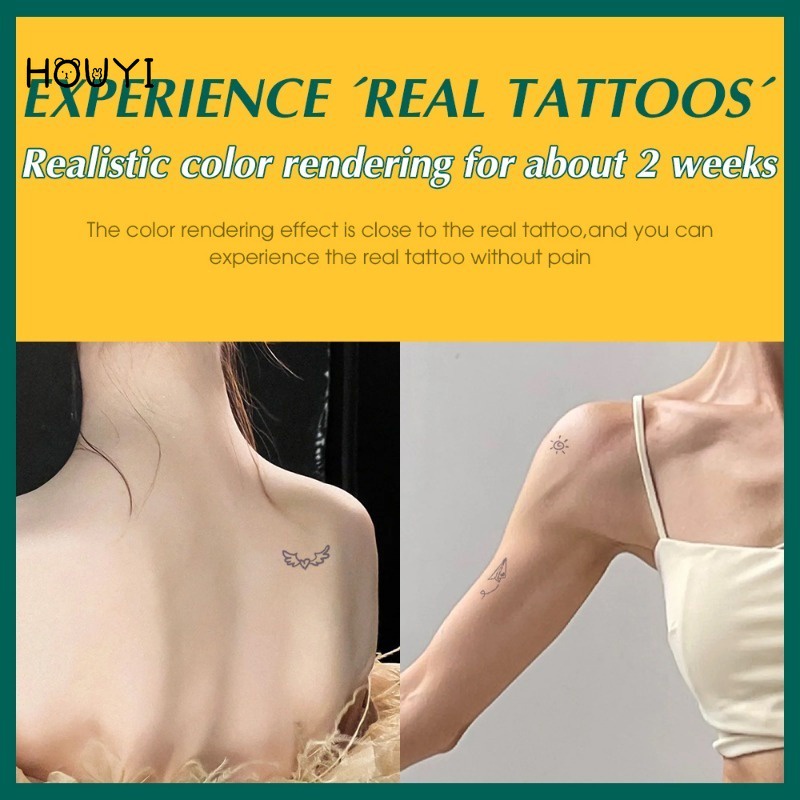 Miếng Dán Hình Xăm Tạm Thời / Hình Học Họa Tiết Hoạt Hình Màu Đen Chống Nước Dùng Một Lần DIY