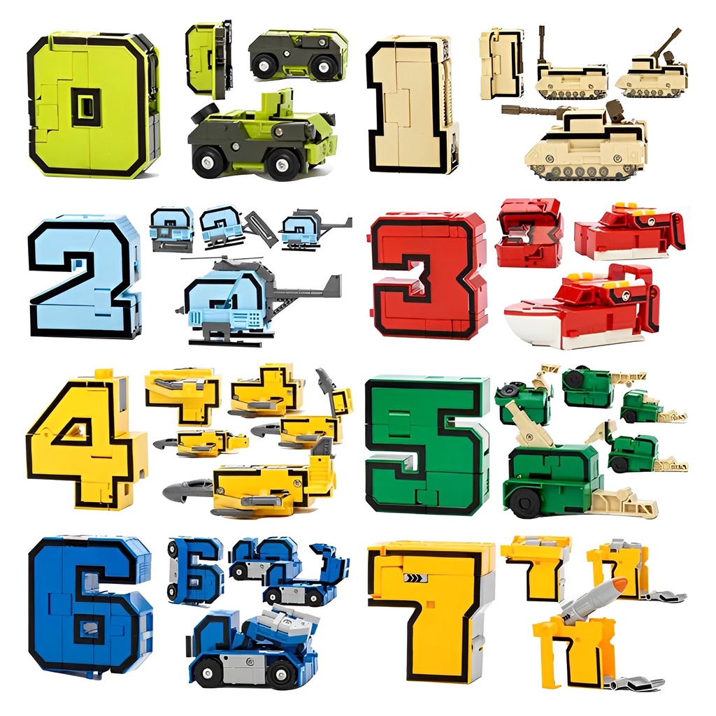 10PCS TRANSFORMATION NUMBER ROBOT TOY BUILDING BLOCKS DEFORMATION POCKET MORPHERS EDUCATIONAL ACTION FIGURE TOY FOR CHILDREN