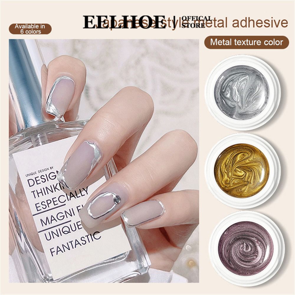 Eelhoe 6 Màu Jujunice Kim Loại Quang Trị Liệu Keo Sơn Móng Tay Vàng Bạc Gel Sơn Móng Tay Móc Và Kéo Dây Sơn Keo Bôi Trơn Mịn Khô Nhanh Lâu Dài
