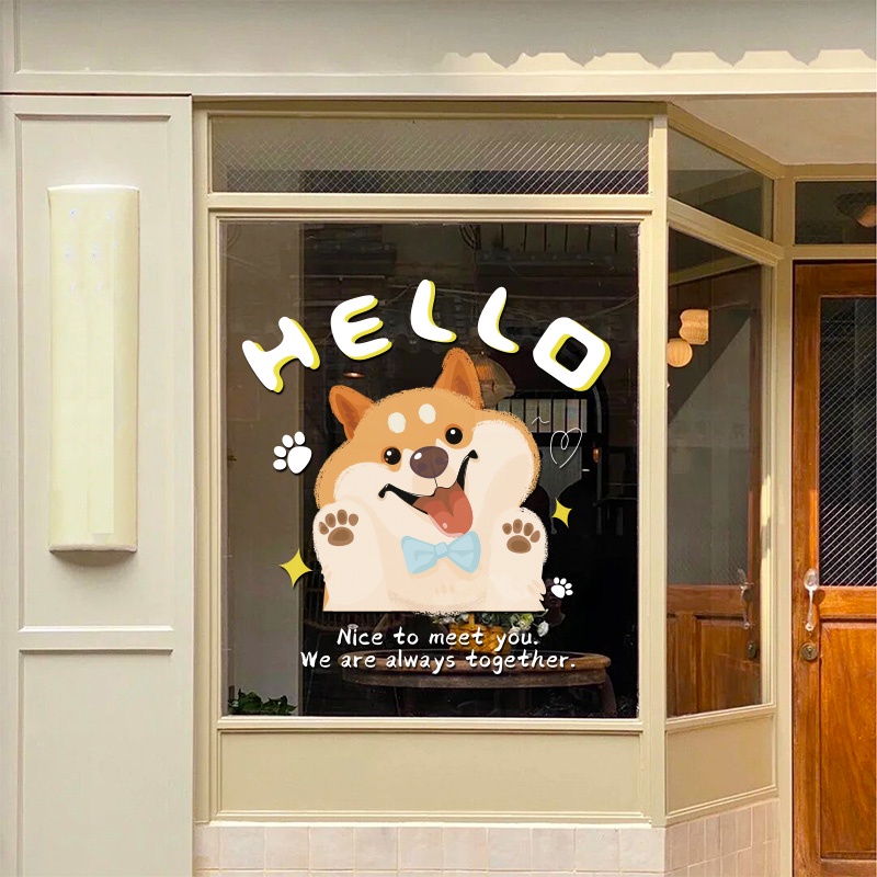 Miếng Dán Trang Trí Cửa Kính In Chữ Welcome Dễ Thương