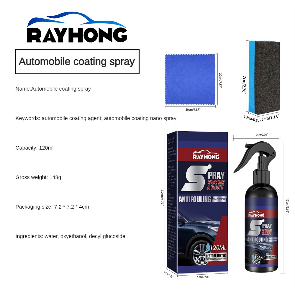 Ღ Nano Ceramic Coating Agent Rayhong Quick-ACTing Coating Spray Ô tô Sửa chữa vết xước ô tô Chăm sóc lớp phủ kỵ nước