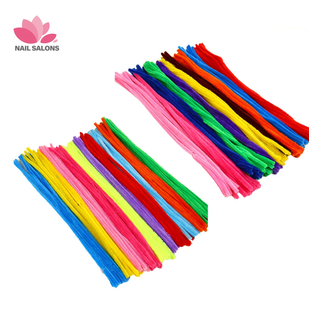 Set 100 Thân Dây Xoắn Bằng Vải Chenille Mềm Màu Sắc Tươi Sáng Dùng Làm Đồ Thủ Công Trang Trí Nội Thất